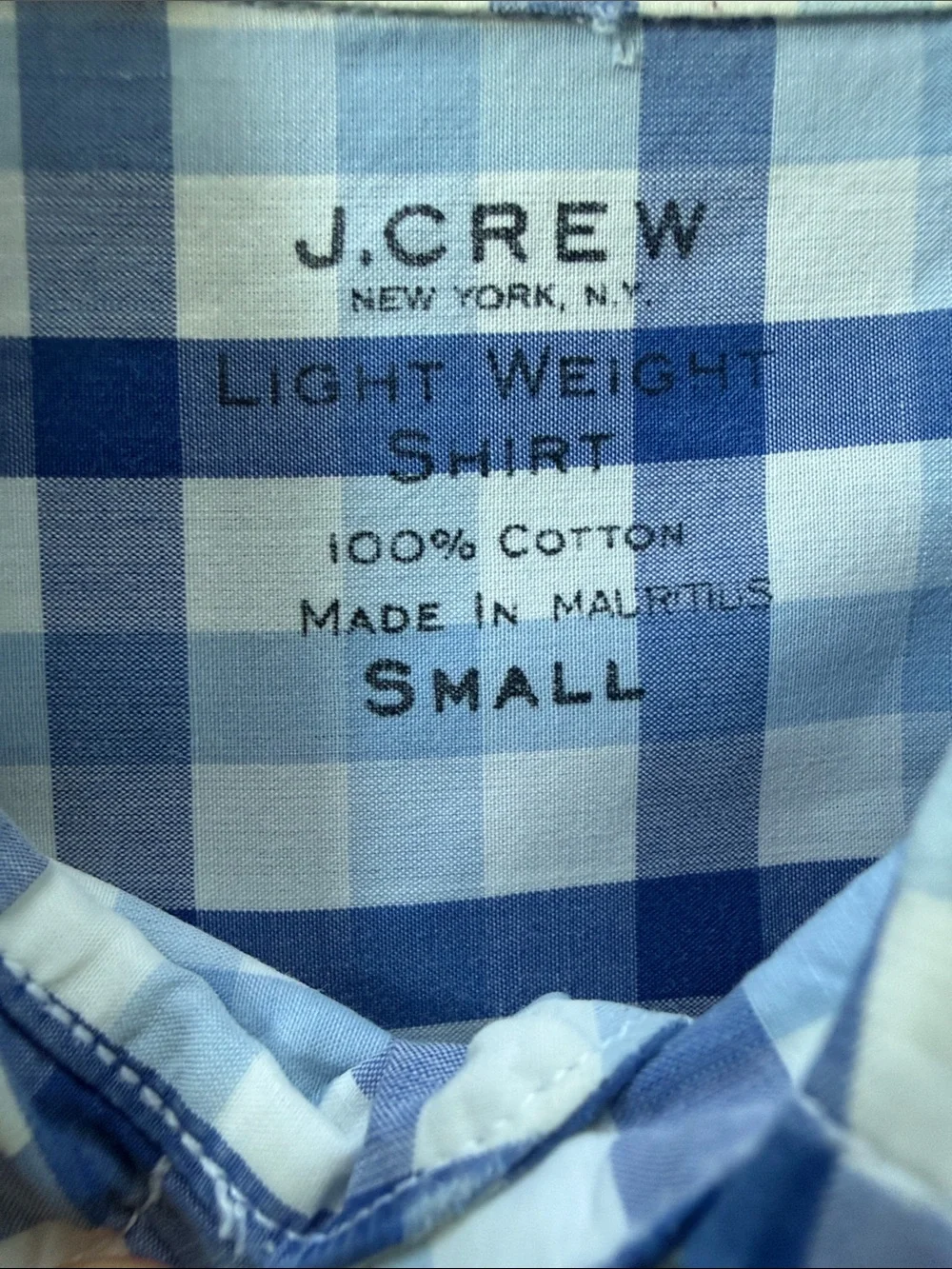 J. Crew Blue and White Plaid Button-Down Shirt